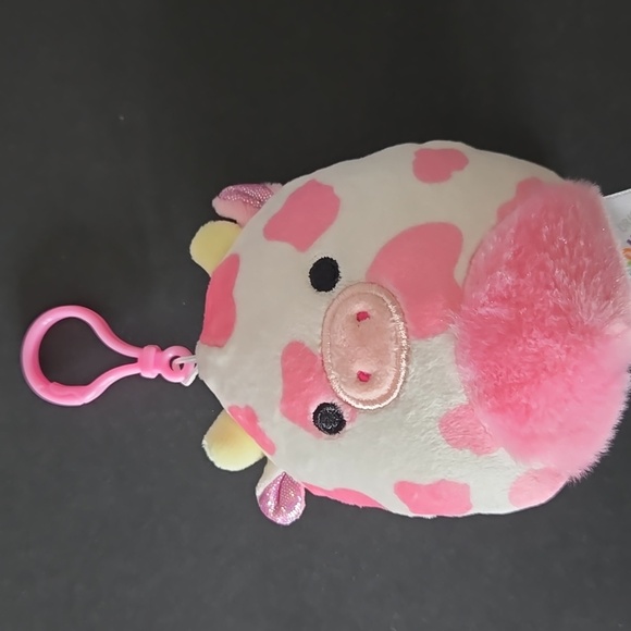 Squishmallows Evangelica The Pink Cow Clip-On Plush Buddies Bag Charm - Picture 6 of 9